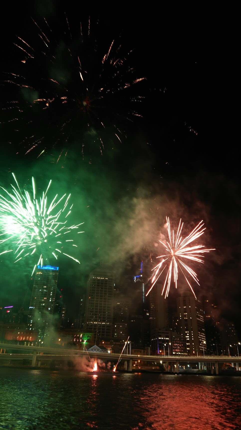 Bridge shells fireworks